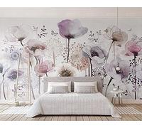 MUMUWUSG Non-Woven Wallpaper Watercolor Fashion Plants Flowers Self-Adhesive Mural Art Decals Home Decoration DIY Living Bedroom Office Decor Wallpaper Kids Room Gift 200X150Cm