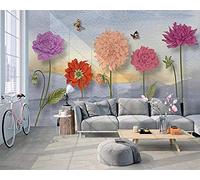 MUMUWUSG Non-Woven Wallpaper Watercolor Fashion Plants Flowers Self-Adhesive Mural Art Decals Home Decoration DIY Living Bedroom Office Decor Wallpaper Kids Room Gift 200X150Cm