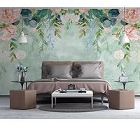 MUMUWUSG Non-Woven Wallpaper Watercolor Fashion Plants Flowers Self-Adhesive Mural Art Decals Home Decoration DIY Living Bedroom Office Decor Wallpaper Kids Room Gift 200X150Cm