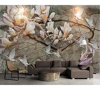 MUMUWUSG Non-Woven Wallpaper Watercolor Fashion Plants Flowers Self-Adhesive Mural Art Decals Home Decoration DIY Living Bedroom Office Decor Wallpaper Kids Room Gift 300X210Cm