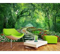 MUMUWUSG Photo Wallpaper Green Plants Trees Paths Non-Woven Wall Art Print Mural Decoration Poster Picture Living Room Bedroom Wall Decor Self-Adhesive Giant Sticker 250X200Cm