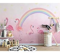MUMUWUSG Photo Wallpaper Pink Rainbow Animal Flamingo Non-Woven Wall Art Print Mural Decoration Poster Picture Living Room Bedroom Wall Decor Self-Adhesive Giant Sticker 200X150Cm