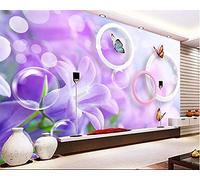 MUMUWUSG Photo Wallpaper Purple Fashion Flower Butterfly Non-Woven Wall Art Print Mural Decoration Poster Picture Living Room Bedroom Wall Decor Self-Adhesive Giant Sticker 250X200Cm