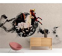 MUMUWUSG Wall Mural - 3D Print Abstract Graffiti Animal Horse Wallpaper Mural Self-Adhesive Non-Woven Photo Wall Art Mural Living Room Bedroom Office Murals Wallpaper 360X230Cm