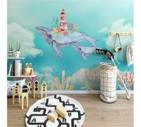MUMUWUSG Wall Mural - 3D Print Color Flower Animal Whale Wallpaper Mural Self-Adhesive Non-Woven Photo Wall Art Mural Living Room Bedroom Office Murals Wallpaper 200X150Cm
