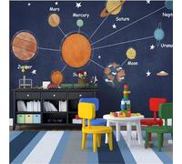 MUMUWUSG Wall Mural - 3D Print Color Planet Galaxy Landscape Wallpaper Mural Self-Adhesive Non-Woven Photo Wall Art Mural Living Room Bedroom Office Murals Wallpaper 300X210Cm