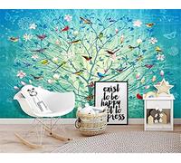 MUMUWUSG Wall Mural - 3D Print Colorful Plants Flowers Birds Wallpaper Mural Self-Adhesive Non-Woven Photo Wall Art Mural Living Room Bedroom Office Murals Wallpaper 140X70Cm