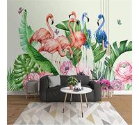 MUMUWUSG Wall Mural - 3D Print Green Plant Animal Flamingo Wallpaper Mural Self-Adhesive Non-Woven Photo Wall Art Mural Living Room Bedroom Office Murals Wallpaper 360X230Cm
