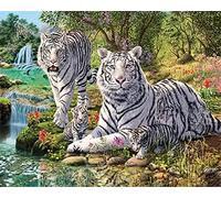 MUMUWUSG Wall Mural - 3D Print Green Plant Animal Tiger Wallpaper Mural Self-Adhesive Non-Woven Photo Wall Art Mural Living Room Bedroom Office Murals Wallpaper 300X210Cm