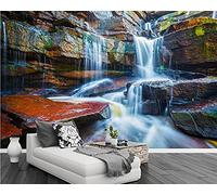 MUMUWUSG Wall Mural - 3D Print Nature Waterfall Rock Landscape Wallpaper Mural Self-Adhesive Non-Woven Photo Wall Art Mural Living Room Bedroom Office Murals Wallpaper 300X210Cm