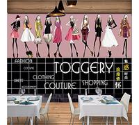 MUMUWUSG Wall Mural - 3D Print Pink Girl Clothing Letters Wallpaper Mural Self-Adhesive Non-Woven Photo Wall Art Mural Living Room Bedroom Office Murals Wallpaper 140X70Cm