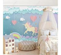 MUMUWUSG Wall Mural - 3D Print Pink Love Animal Unicorn Wallpaper Mural Self-Adhesive Non-Woven Photo Wall Art Mural Living Room Bedroom Office Murals Wallpaper 140X70Cm