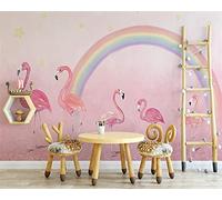 MUMUWUSG Wall Mural - 3D Print Pink Rainbow Animal Flamingo Wallpaper Mural Self-Adhesive Non-Woven Photo Wall Art Mural Living Room Bedroom Office Murals Wallpaper 360X230Cm