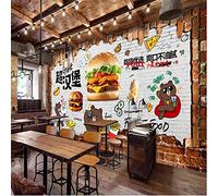 MUMUWUSG Wall Mural - 3D Print Restaurant Burger Hot Dog Bread Wallpaper Mural Self-Adhesive Non-Woven Photo Wall Art Mural Living Room Bedroom Office Murals Wallpaper 140X70Cm