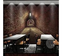 MUMUWUSG Wall Mural - 3D Print Retro Nostalgia Tunnel Building Wallpaper Mural Self-Adhesive Non-Woven Photo Wall Art Mural Living Room Bedroom Office Murals Wallpaper 200X150Cm