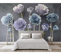 MUMUWUSG Wall Mural - 3D Print Watercolor Fashion Plants Flowers Wallpaper Mural Self-Adhesive Non-Woven Photo Wall Art Mural Living Room Bedroom Office Murals Wallpaper 360X230Cm