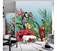 MUMUWUSG Wall Mural - 3D Print Watercolor Plant Flower Animal Wallpaper Mural Self-Adhesive Non-Woven Photo Wall Art Mural Living Room Bedroom Office Murals Wallpaper 140X70Cm