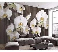 MUMUWUSG Wall Mural - 3D Print White Fashion Plants Flowers Wallpaper Mural Self-Adhesive Non-Woven Photo Wall Art Mural Living Room Bedroom Office Murals Wallpaper 460X280Cm
