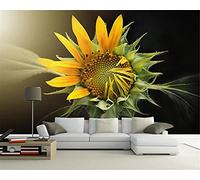 MUMUWUSG Wall Mural - 3D Print Yellow Fashion Plant Sunflower Wallpaper Mural Self-Adhesive Non-Woven Photo Wall Art Mural Living Room Bedroom Office Murals Wallpaper 140X70Cm