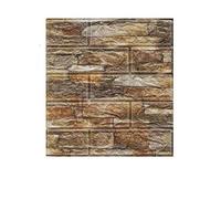 MUMUXIAO 10 Sheets 3D Wall Panels 35x38cm Peel and Stick Backsplash,Waterproof Faux Brick Wall Tiles Self Adhesive DIY Wallpaper for Kitchen Bathroom (Yellow)