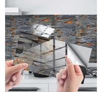 MUMUXIAO 12Pcs Vinyl Sticker Peel and Stick Backsplash 10x20cm 3D Wall Panels,Self Adhesive Wall Tile Transfers Backsplash Sticker for Kitchen Bathroom (Grey5)