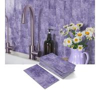 MUMUXIAO 16Pcs Small Wall Panels Peel and Stick Tile Backsplash,10x20cm 3D Marble Waterproof Wall Tiles PVC Self Adhesive Wallpaper for Kitchen Bathroom (Purple2)