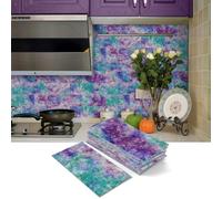 MUMUXIAO 16Pcs Small Wall Panels Peel and Stick Tile Backsplash,10x20cm 3D Marble Waterproof Wall Tiles PVC Self Adhesive Wallpaper for Kitchen Bathroom (Purple1)