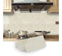 MUMUXIAO 16Pcs Small Wall Panels Peel and Stick Tile Backsplash,10x20cm 3D Marble Waterproof Wall Tiles PVC Self Adhesive Wallpaper for Kitchen Bathroom (Beige)