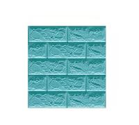 MUMUXIAO Brick Wallpaper Self Adhesive DIY Walls Stickers Waterproof PE Foam Wall Tiles,Faux 3D Wall Panels Peel and Stick,Vinyl Contact Paper for Home Decor (Blue2,35 * 38 * 0.4CM)