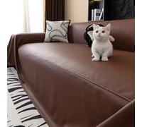 MUMUXIAO Soft Leather Sofa Covers,Thick Solid Color Couch Covers,Anti-scratch Non-slip Slipcovers,Waterproof Furniture Protection for 1-5 Seater (Brown,180 * 280CM)