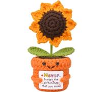 MuMyer Handmade Positive Crochet Sunflower, Wool Knitting Sunflower Doll Gift - Thank You for Helping Me Grow - Teacher Appreciation Gift for Women, Friend, Coworker - Mothers Day, Birthday Presen