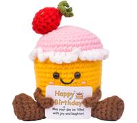 MuMyer Positive Crochet Cupcake, Handmade Emotional Support Knitted Cupcake Friendship Gift with an Affirmation Card for Women, Friends, Coworkers, BFF Christmas or Birthday Gift