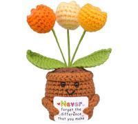 MuMyer Positive Crochet Tulip Flower, Handmade Emotional Support Knitted Tulip Flowers Inspirational Gift for Women - Thank You, Appreciation, Positive Gift for Teacher, Mom, Friend, Coworker