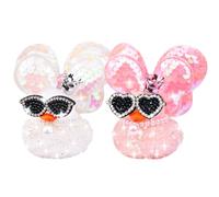 MuMyer Rhinestone Rubber Duck Car Ornaments, 2Pcs Sparkly Diamond Rubber Duck Car Dashboard Decorations with Shining Wings Sunglasses Necklaces for Car Home Office Desk Party Decoration