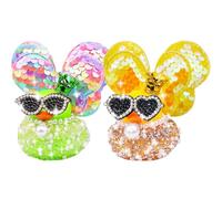 MuMyer Rhinestone Rubber Duck Car Ornaments, 2Pcs Sparkly Diamond Rubber Duck Car Dashboard Decorations with Shining Wings Sunglasses Necklaces for Car Home Office Desk Party Decoration