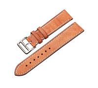 MUNACRAFT 20/22mm Italian First Layer Cowhide Watch Strap, Vintage Matte Vegetable Tanned Leather Watchband, Light Brown, 22mm