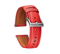 MUNACRAFT 20/22mm Multicolored Soft French Goatskin and Calfskin Watch Strap, Quick Release Lychee Pattern Watchband Replacement, Red, 20mm