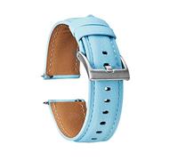 MUNACRAFT 20/22mm Multicolored Soft French Goatskin and Calfskin Watch Strap, Quick Release Lychee Pattern Watchband Replacement, Sky Blue, 20mm