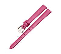 MUNACRAFT 6-20mm Skin-friendly Breathable Ultra-thin Comfortable Cowhide Watchband, Rosegold Pin Buckle Genuine Leather Watch Strap, Rose Red, 10mm