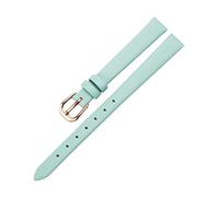 MUNACRAFT 6-20mm Skin-friendly Breathable Ultra-thin Comfortable Cowhide Watchband, Rosegold Pin Buckle Genuine Leather Watch Strap, Light Green, 14mm