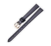 MUNACRAFT 6-20mm Skin-friendly Breathable Ultra-thin Comfortable Cowhide Watchband, Rosegold Pin Buckle Genuine Leather Watch Strap, Black, 11mm