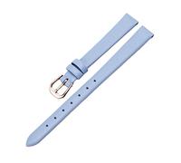 MUNACRAFT 6-20mm Skin-friendly Breathable Ultra-thin Comfortable Cowhide Watchband, Rosegold Pin Buckle Genuine Leather Watch Strap, Sky Blue, 10mm
