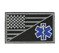 MUNAN ACU EMS EMT Star of Life USA Flag Subdued Paramedic Medical Tactical Army Gear Fastener Patch