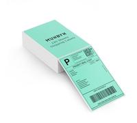 MUNBYN 102 x 152 mm Thermal Direct Labels, 220 Sheets/Stack, DHL Labels Folded Shipping Label Paper for Thermal Printers, Permanent Adhesive for Shipping Packages 4 x 6 Inches, Green