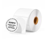 MUNBYN 2.5 Inch White Circle Thermal Labels for Baking, 500 Sheets/1 Roll | Round Thermal Labels, No BPA and BPS, Strong Adhesive, Print Clear and Sharp