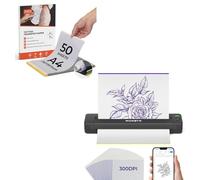 MUNBYN 300DPI ITP06 Wireless Thermal Printer with 20pcs Transfer Stencil, Compatible with Smartphone & PC, For Tattoo Artists & Beginners, and 50 Sheets A4 Thermal Paper