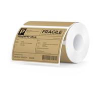 MUNBYN 4” X 3” Direct Thermal Labels, Thermal Printer Stickers, Strong Adhesive, Labels Paper for Mailing, Barcode, 500 Sheets/1 Roll, Brown