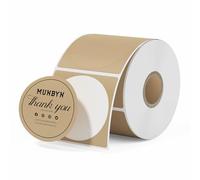 MUNBYN 50x50mm Kraft Circle Thermal Sticker Labels, Multi-Purpose Round Labels for DIY Logo Design, QR Code, Name Tag, Inventory (750/Pack)