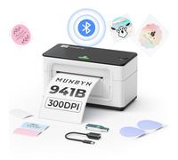 MUNBYN Bluetooth Thermal Label Printer 300DPI 4x6 for Shipping Packages Postage Address Home Small Business, Compatible with Etsy, Shopify, Ebay, Amazon, Royal Mail, FedEx, UPS, 941BP, White