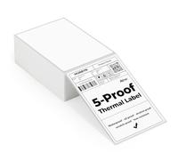 MUNBYN Five Resistant Thermal Labels 4x6, Durable Waterproof, Oil-Proof, Scratch-Proof, Alcohol-Resistant, Tear-Resistant Label Paper for Thermal Printers, 380 Sheets/Fanfold, White